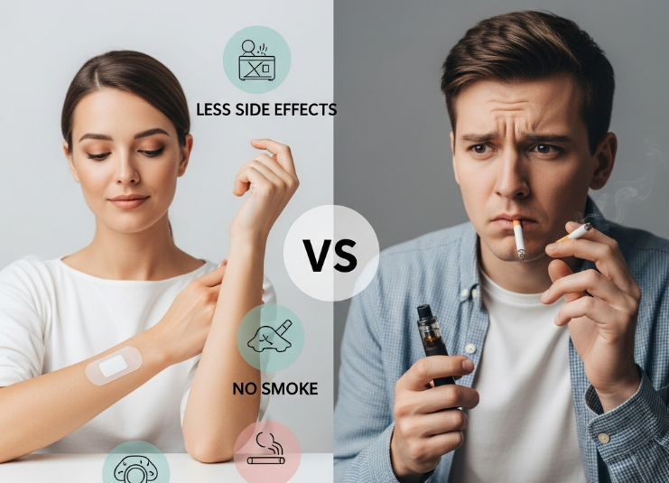 مقایسه چسب ترک سیگار با دیگر روشهای ترک مثل سیگار الکترونیکی؛ نمایش مزایای چسب نیکوتین به صورت بصری