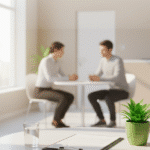 تصویر دو نفر در حال گفت و گو در مرکز ترک اعتیاد کوکائین