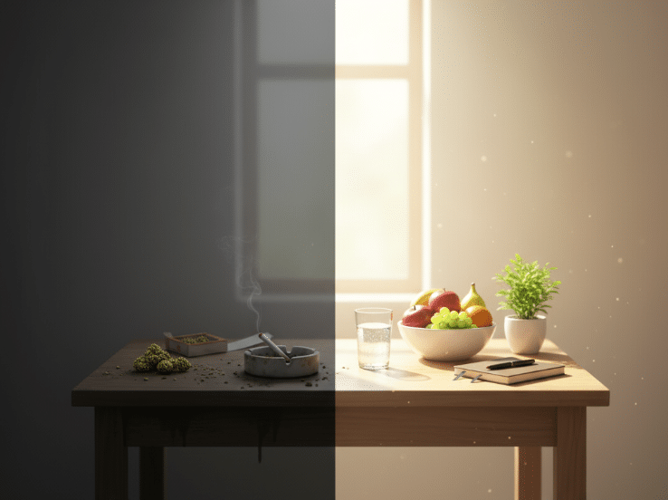 تصویر دو بخشی از زندگی بدون گل و با گل