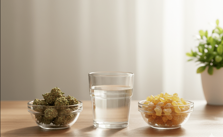 تصویر آب در کنار کندر و ماده مخدر گل